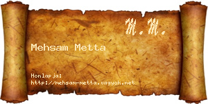 Mehsam Metta névjegykártya